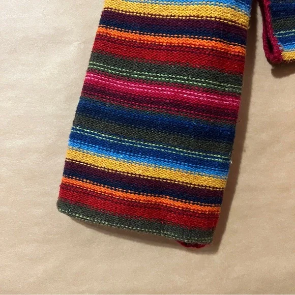 Vintage Abercrombie Stripe Tie Neck Sweater Flare Sleeve Cotton Wool Y2K Size L - Picture 6 of 14